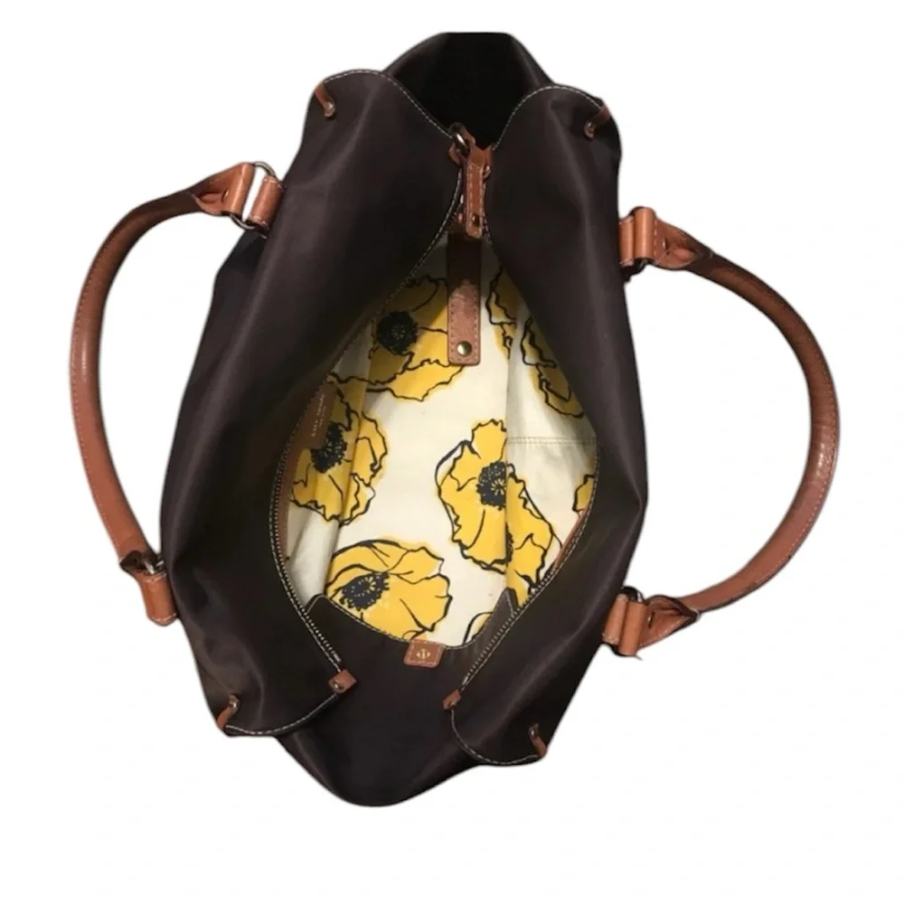 Kate Spade Vintage Brown Nylon & Tan Leather Trim & Handled Women's Satchel - Picture 8 of 16